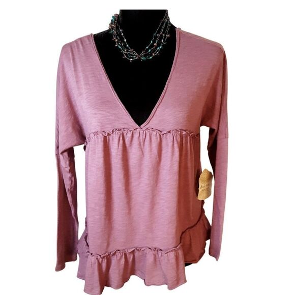 ALTAR'D STATE Top Purple Ruffled Casual‎ Shirt sz S to L - Picture 1 of 6